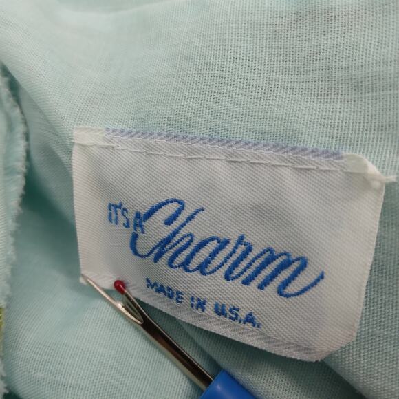 Vintage Its A Charm Long Robe Size Large Pastel Blue Floral Print - Picture 4 of 13